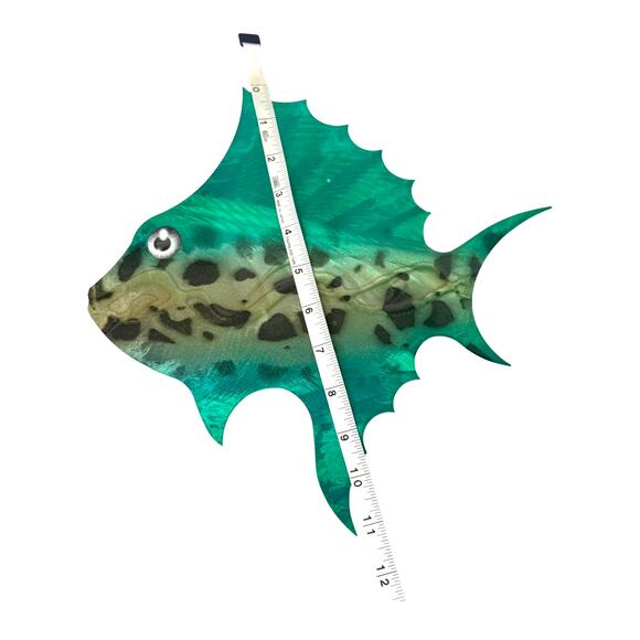 VTG Metal FISH ART Wall Hanging 11.25” Nautical Sea Tropical Water Decor Green - Picture 3 of 4